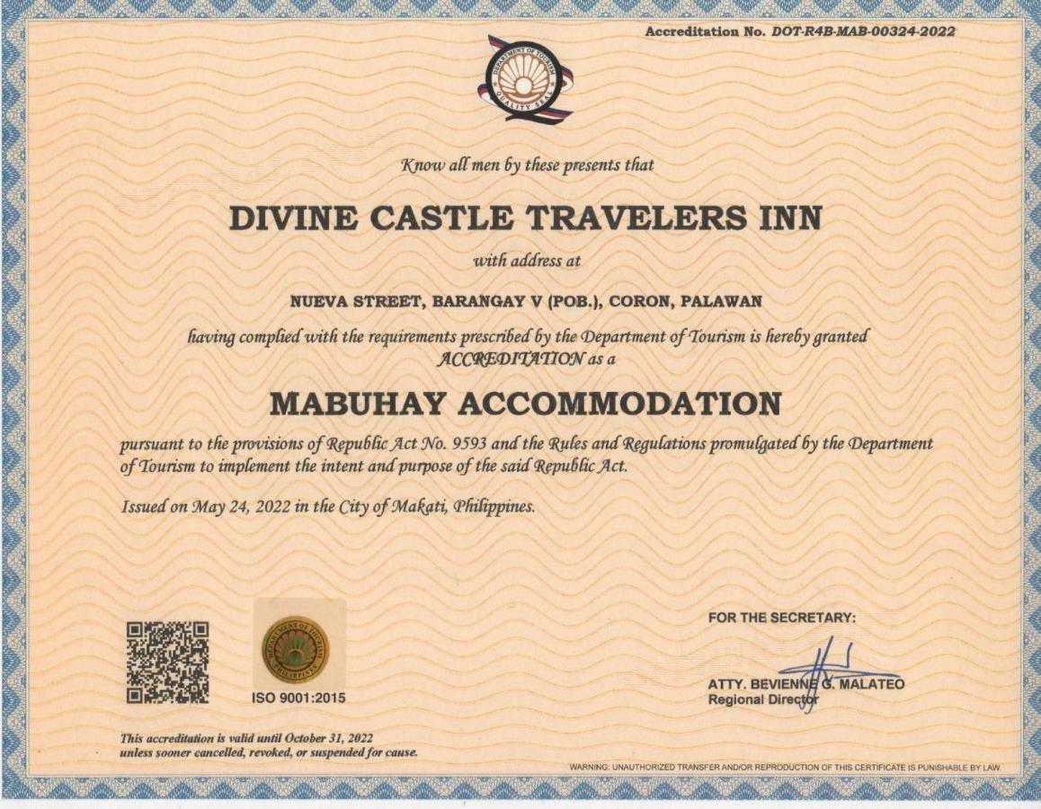 Divine Castle Travelers Inn Đảo Đảo Coron Ngoại thất bức ảnh